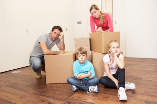 Packed household items ready for removals in Hackney